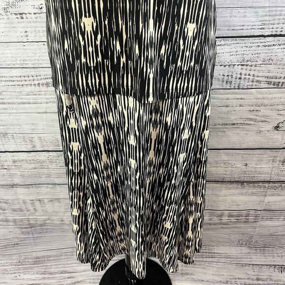 JM Collection 2pc Skirt Blouse Set Outfit size Small Black Camel Slinky Peasant - Picture 6 of 10